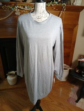 Kingston Gray Crew Neck Long Sleeve Mini Dress